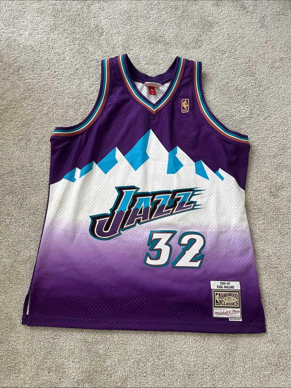 Mitchell & Ness Purple/Teal Utah Jazz Karl Malone #32 Retro Jersey